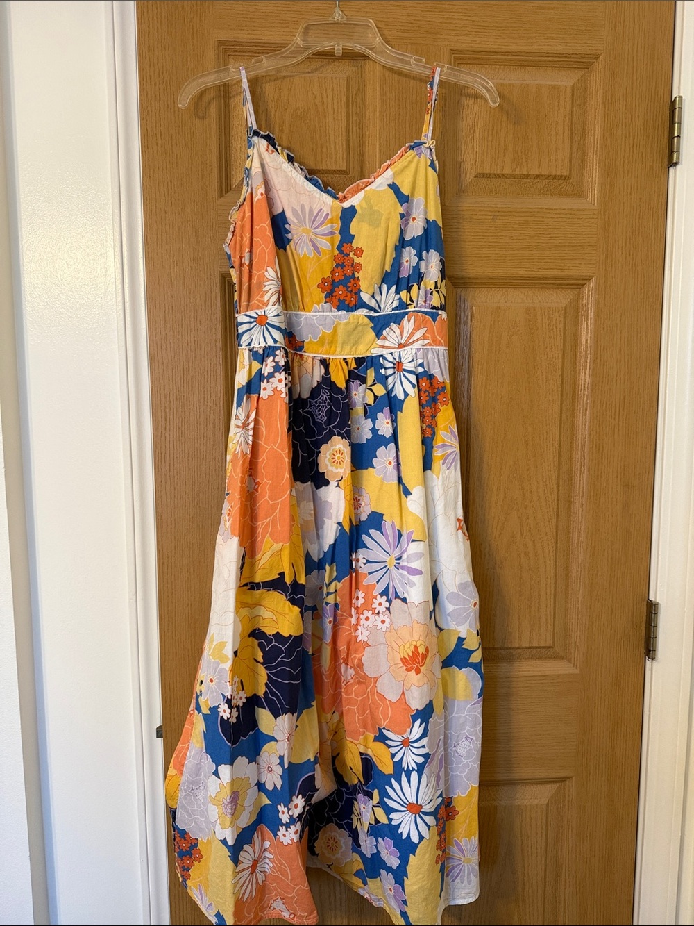 FatFace Floral Midi Dress in Yellow, Blue & Orange